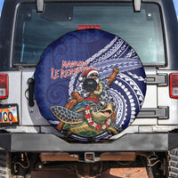 Samoa Christmas Spare Tire Cover Santa Riding Sea Turtle