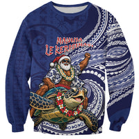 Samoa Christmas Sweatshirt Santa Riding Sea Turtle