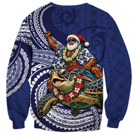 Samoa Christmas Sweatshirt Santa Riding Sea Turtle