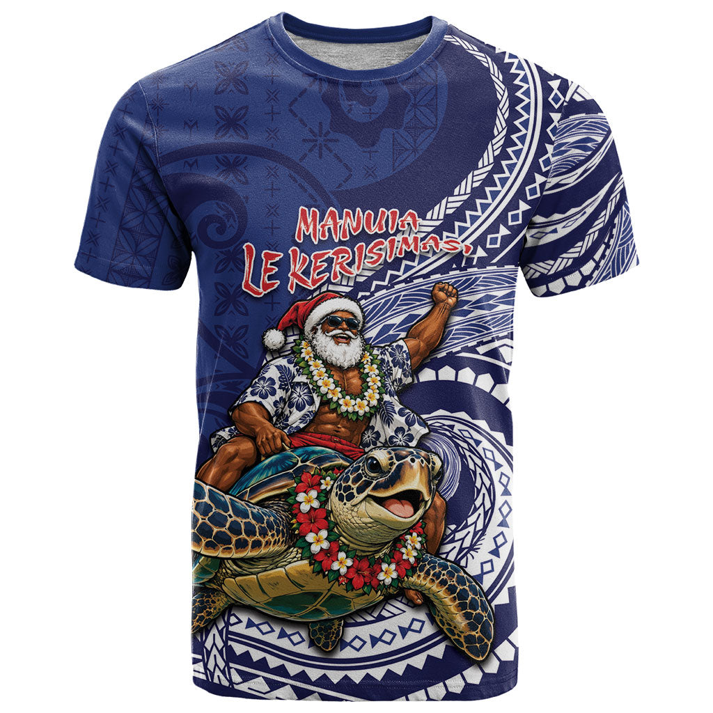 Samoa Christmas T Shirt Santa Riding Sea Turtle
