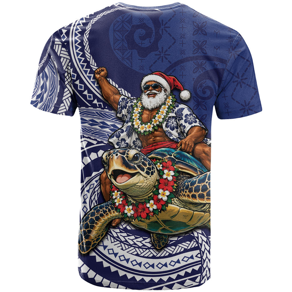 Samoa Christmas T Shirt Santa Riding Sea Turtle