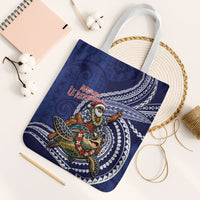 Samoa Christmas Tote Bag Santa Riding Sea Turtle
