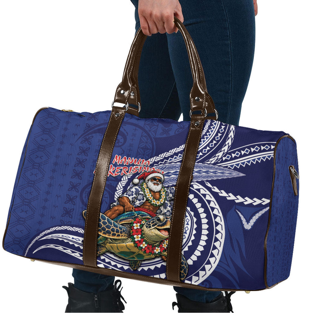 Samoa Christmas Travel Bag Santa Riding Sea Turtle