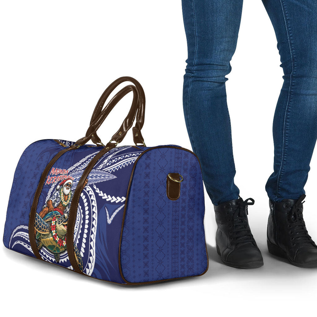 Samoa Christmas Travel Bag Santa Riding Sea Turtle
