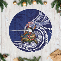 Samoa Christmas Tree Skirt Santa Riding Sea Turtle