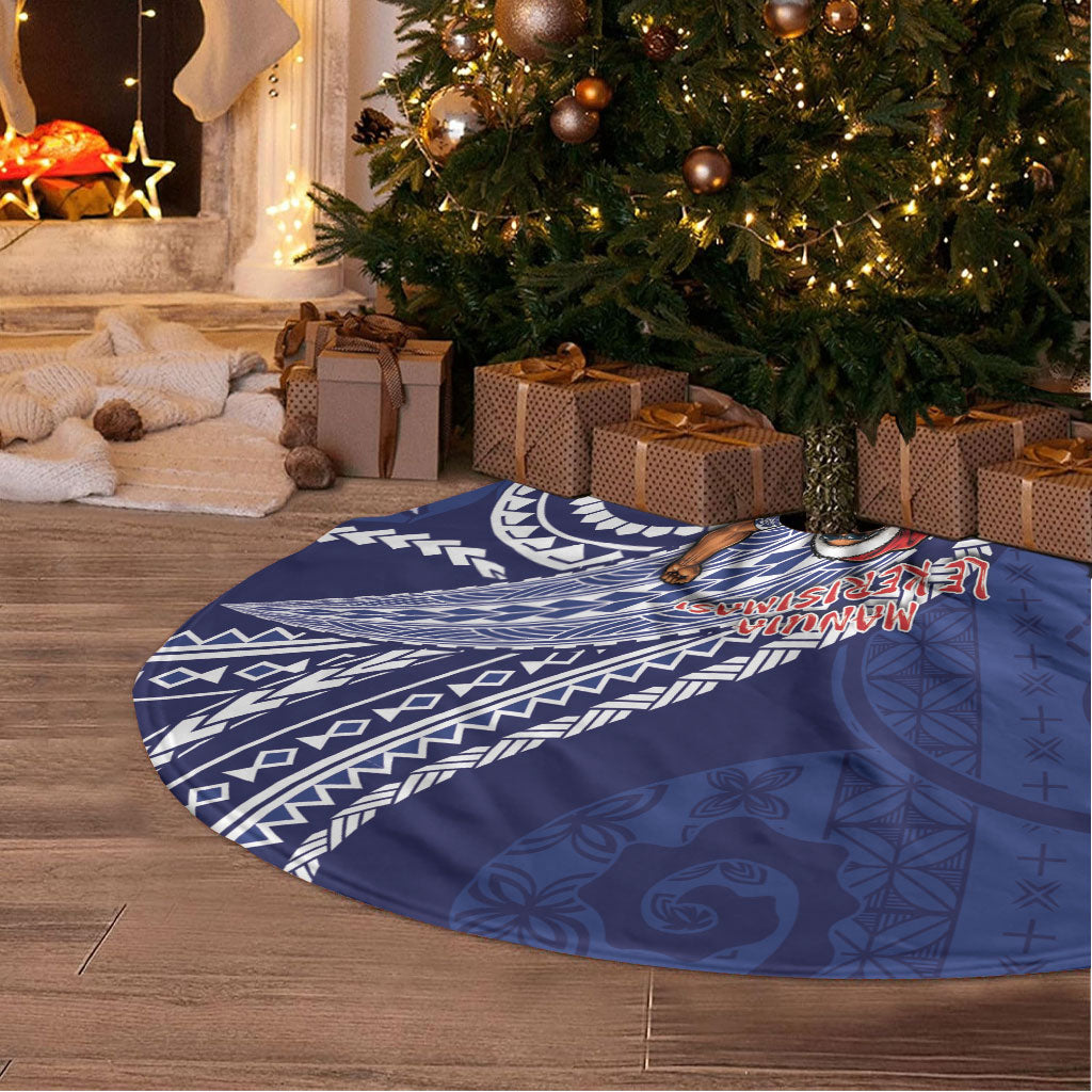Samoa Christmas Tree Skirt Santa Riding Sea Turtle