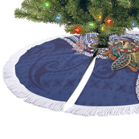Samoa Christmas Tree Skirt Santa Riding Sea Turtle