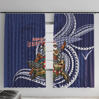 Samoa Christmas Window Curtain Santa Riding Sea Turtle