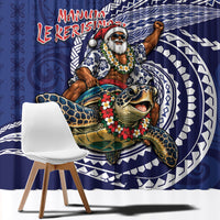 Samoa Christmas Window Curtain Santa Riding Sea Turtle
