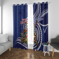 Samoa Christmas Window Curtain Santa Riding Sea Turtle