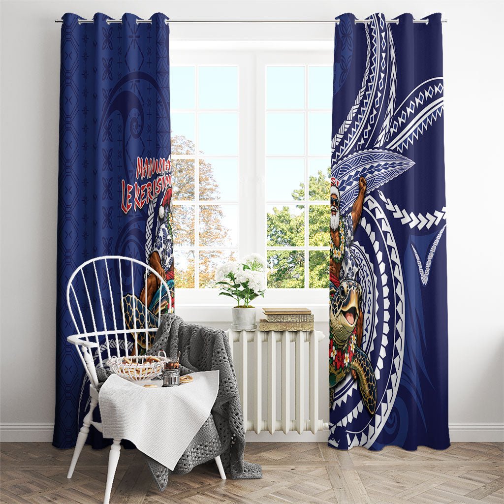 Samoa Christmas Window Curtain Santa Riding Sea Turtle