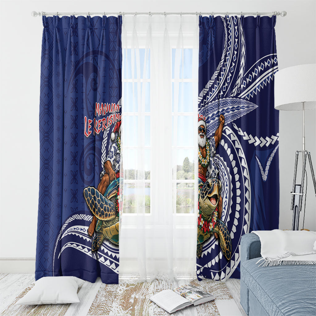 Samoa Christmas Window Curtain Santa Riding Sea Turtle