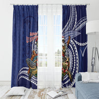 Samoa Christmas Window Curtain Santa Riding Sea Turtle