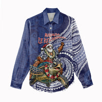 Samoa Christmas Women Casual Shirt Santa Riding Sea Turtle