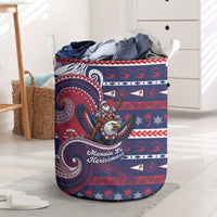 American Samoa Christmas Laundry Basket Santa Riding Bald Eagle