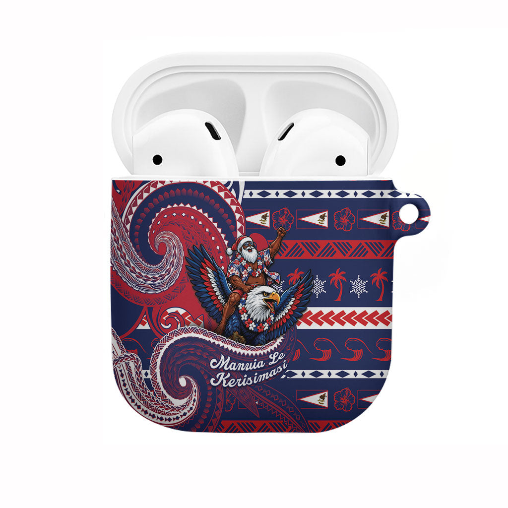 American Samoa Christmas AirPods Case Santa Riding Bald Eagle