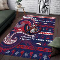American Samoa Christmas Area Rug Santa Riding Bald Eagle