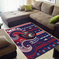 American Samoa Christmas Area Rug Santa Riding Bald Eagle