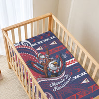 American Samoa Christmas Baby Bed Cover Santa Riding Bald Eagle