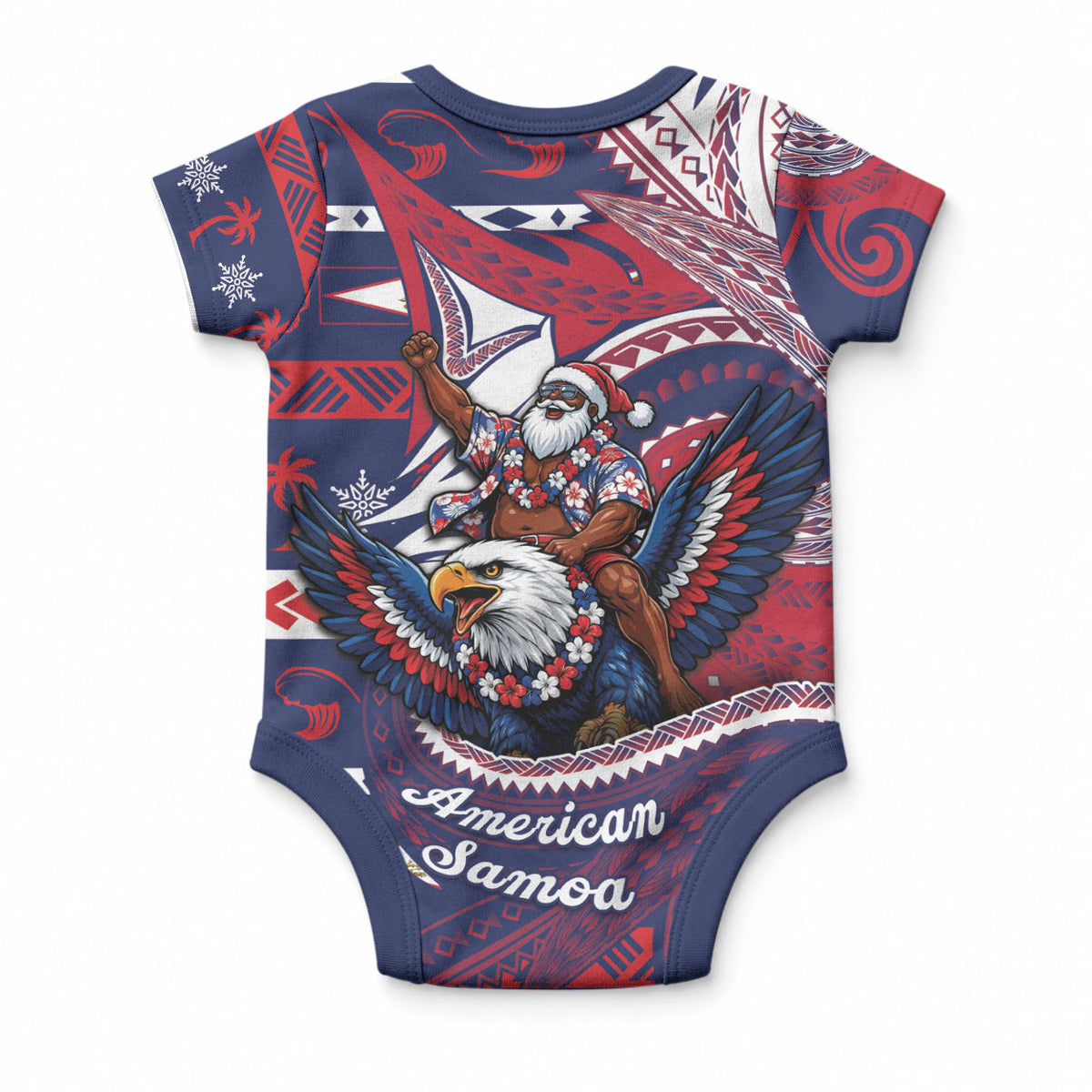American Samoa Christmas Baby Onesie Santa Riding Bald Eagle