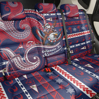 American Samoa Christmas Back Car Seat Cover Santa Riding Bald Eagle