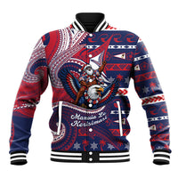 American Samoa Christmas Baseball Jacket Santa Riding Bald Eagle