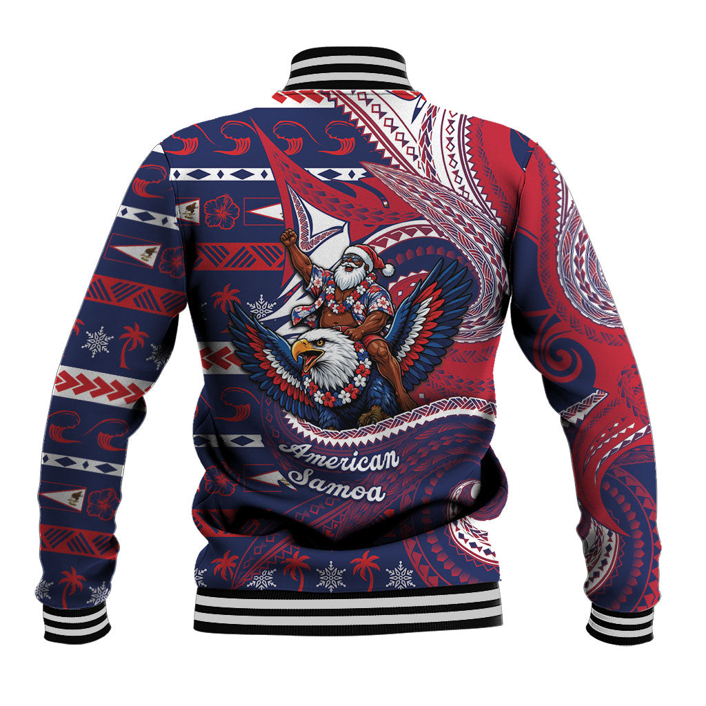 American Samoa Christmas Baseball Jacket Santa Riding Bald Eagle