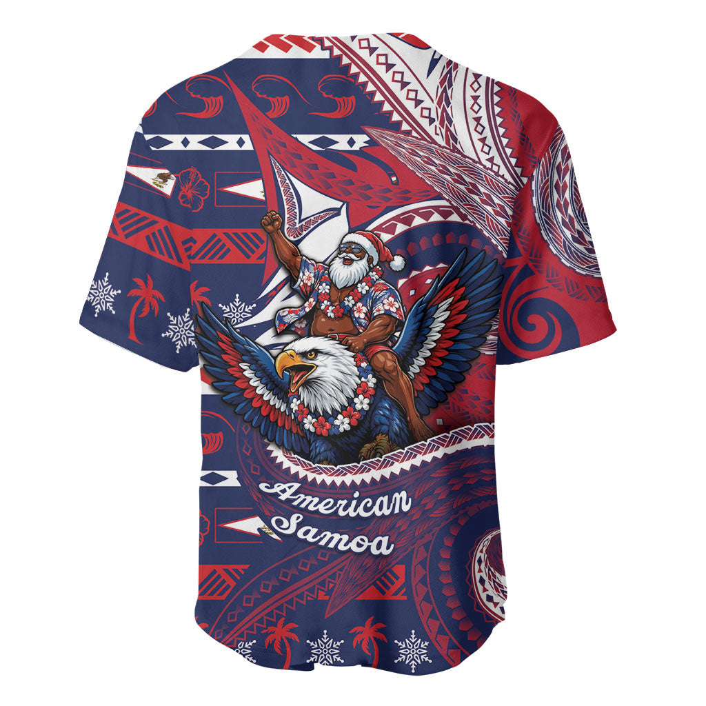 American Samoa Christmas Baseball Jersey Santa Riding Bald Eagle