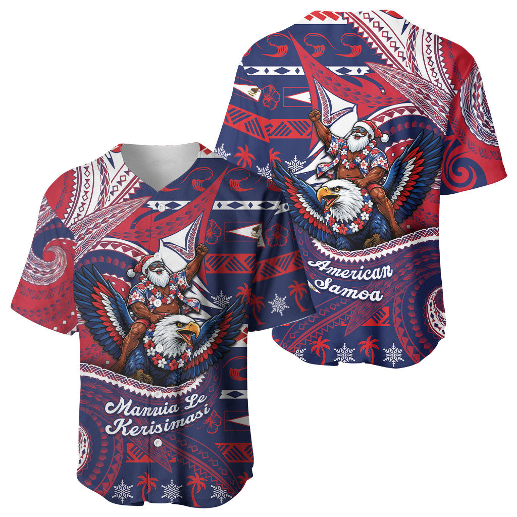 American Samoa Christmas Baseball Jersey Santa Riding Bald Eagle