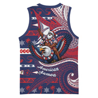 American Samoa Christmas Basketball Jersey Santa Riding Bald Eagle