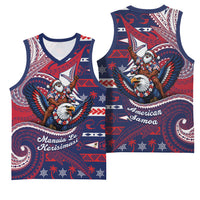 American Samoa Christmas Basketball Jersey Santa Riding Bald Eagle