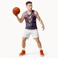 American Samoa Christmas Basketball Jersey Santa Riding Bald Eagle