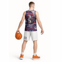 American Samoa Christmas Basketball Jersey Santa Riding Bald Eagle