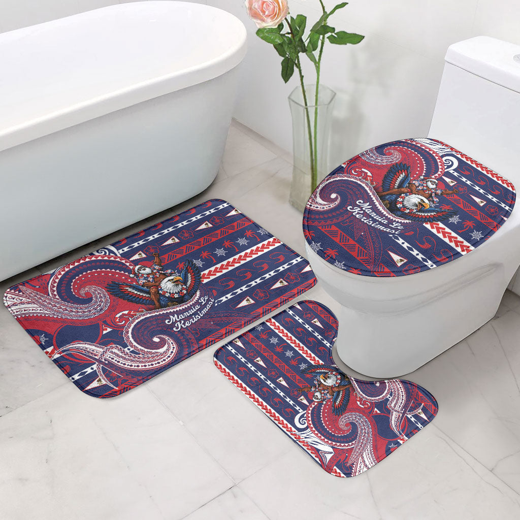 American Samoa Christmas Bathroom Set Santa Riding Bald Eagle DT05 - Polynesian Pride