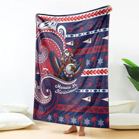 American Samoa Christmas Blanket Santa Riding Bald Eagle