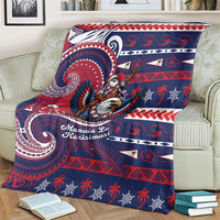 American Samoa Christmas Blanket Santa Riding Bald Eagle