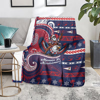 American Samoa Christmas Blanket Santa Riding Bald Eagle