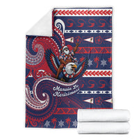 American Samoa Christmas Blanket Santa Riding Bald Eagle