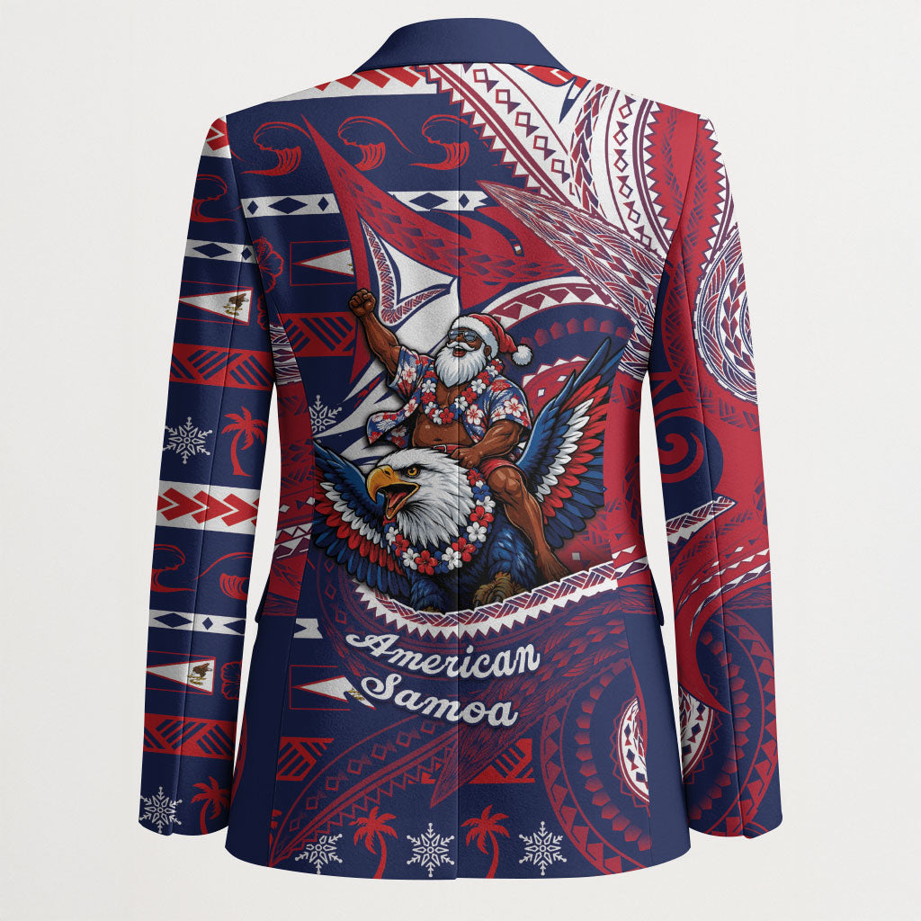 American Samoa Christmas Blazer Santa Riding Bald Eagle