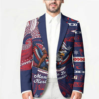 American Samoa Christmas Blazer Santa Riding Bald Eagle