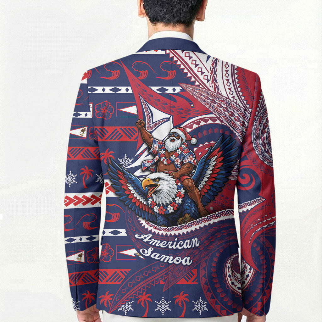 American Samoa Christmas Blazer Santa Riding Bald Eagle