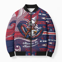 American Samoa Christmas Bomber Puffer Jacket Santa Riding Bald Eagle