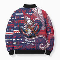 American Samoa Christmas Bomber Puffer Jacket Santa Riding Bald Eagle