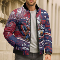 American Samoa Christmas Bomber Puffer Jacket Santa Riding Bald Eagle