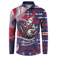 American Samoa Christmas Button Sweatshirt Santa Riding Bald Eagle