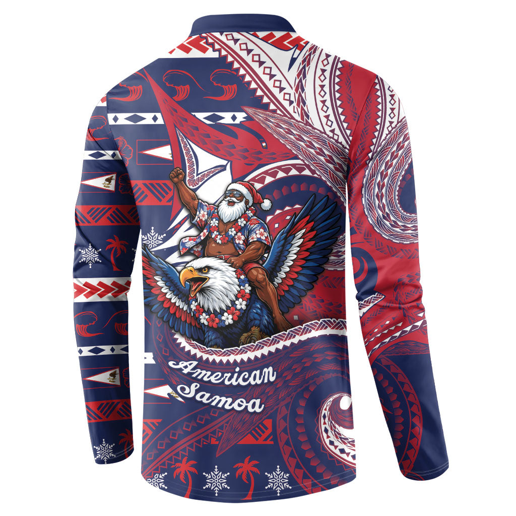 American Samoa Christmas Button Sweatshirt Santa Riding Bald Eagle