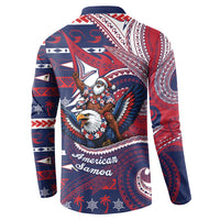 American Samoa Christmas Button Sweatshirt Santa Riding Bald Eagle