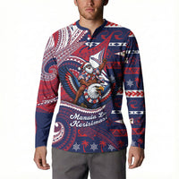 American Samoa Christmas Button Sweatshirt Santa Riding Bald Eagle