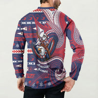 American Samoa Christmas Button Sweatshirt Santa Riding Bald Eagle