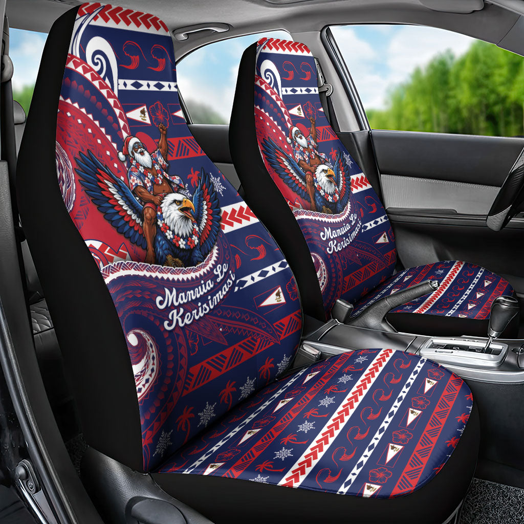 American Samoa Christmas Car Seat Cover Santa Riding Bald Eagle DT05 - Polynesian Pride